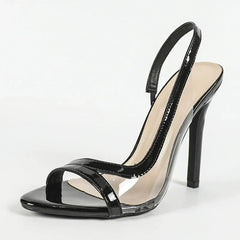 Elegant Shallow Open Toe PVC Transparent Back Strap Sandals Red Thin High Heels Wedding Party Shoes Zapatos Mujer