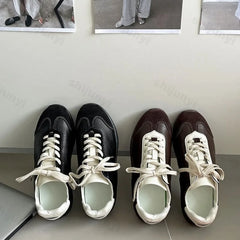 Retro Design Casual Flat Casual Sports Single Shoes Shallow Mouth Versatile Comfortable Lace Up Sneakers