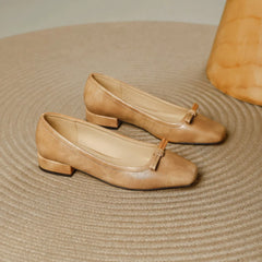 Single Shoes Retro Simple Mary Jane Square Head Shallow Mouth Comfortable Soft Leather Shoes