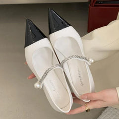 Pointed Toe Thin High Heel Shoes Design Buckle Metal Decoration Elegant Banquet Mary Jane Shoes