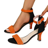High Heels Sandals Round Head Open Toe Suede Sandals Non-slip Wear-resistant Shoes