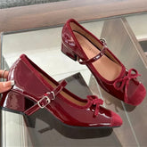 Chunky Mary Jane Shoes Butterfly-knot Elegant Ballet Shoes Retro High Heels Zapatos De Mujer