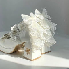Lovely Girls Lolita Butterfly Knot High Heels Platform Shoes