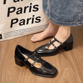 Leather Shoes Pointed Toe High Heels Slip-on Loafers Shoes