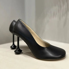 Star style Square toe Soft Leather Office Lady Stiletto High heels Party