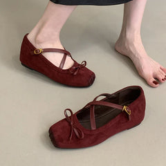 Bow Mary Jane Shoes Flats Ballet Shoes Casual Square Toe Sandals Trend Running Hiking Shoes Dress Sandalias