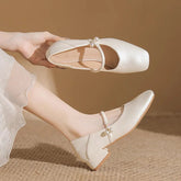 elegant pearl buckle low heel shoes woman two wears slip on moccasins chunky heel soft leather pumps big size 43