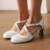 Cross Sandals Buckle High Heels Black Shoes