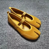 Split toe Faux suede Patchwork Tabi Ballet Flats Mary Janes Walking Loafers Casual Girls Dance Shoes