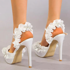 Rhinestone Sandals High Heels Med Comfort Shoes