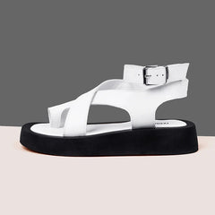 Sandals Clip Toe Sandals Genuine Leather Roman Shoes Sandals