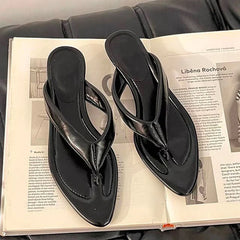Flip Flops Pointed Toe Slippers Beach Shoes High Heels Shoes Clip Toe Casual Slides Mujer