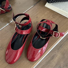Design Narrow Band Buckle Strap Flats Shoes Round Toe Party Dress Casual Shoes BIG Size 43