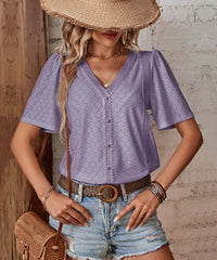 Nala Sheer Short Sleeve Top - Lavender