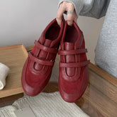 Red Coffee Brand Flat Shoes Round Toe Sneakers Soft Flat Heel Casual Outdoor Single Shoes