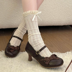 High Heel Shoes 2026 Lolita Style Mary Jane Shoes Elegant Bowknot Party Wedding Ladies