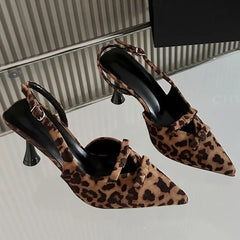 Brand High Heels Elegant Bow Pointed Toe Thin High Heeled Sandals Slingback