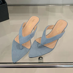 In Pointed Toe Wedges Slippers Flip flops Slides Low Heel Wedges Sandals