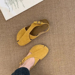 Flats Sandals Platform Shoes Suede Casual Buckle Slippers Brand Walking Slingback Sandalias Mujer
