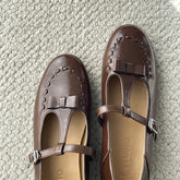 Pointed Toe Buckle Strap Flat Shoes Roman Retro Solid Color Casual Shallow Mouth Flats Comfy Soft Flat Shoes
