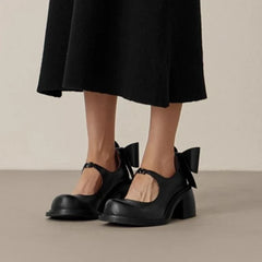 Sweet Cute Style Shoes Mary Janes Butterfly-Knot Crude Heel Shoes Big Size 35-43 Buckle Strap Young Chaussure Femme