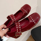 Sweet Patent Leather Buckle Strap Mary Jane Shoes Round Toe Dress Pumps Shoes Brand High Heels