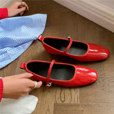 Brand Woman Mary Jane Shoes Genuine Leather Flats Heels Buckles Comfort Shoes Flats