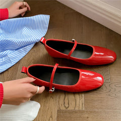 Brand Woman Mary Jane Shoes Genuine Leather Flats Heels Buckles Comfort Shoes Flats