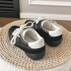 Casual Sports Ballet Flats Round Toe Lace Up Loafers Comfortable Soft Sole Walking Running Shoes