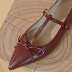 genuine leather pointed toe t-strap ballet flats single shoes soft comfortable casual sprinng ballerians sale