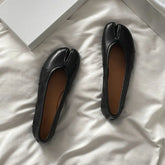 Split Toe Ballet Flats Tabi Shoes Casual Slip-on Loafers Pleated Leather Espadrilles Zapatillas Mujer