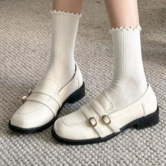 High Quality Patent Leather Loafers Double Narrow Band Buckle Shoes Retro British Style Zapatos De Mujer