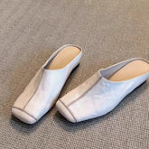 Genuine Leather Wrapped Cool Slippers Casual Flat Half Slippers Outdoor Comfortable Shoes