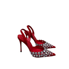 Super Beautiful Rhinestone Shallow Stiletto Pointed Shoes Roman Cut-out High Heeled Sandals