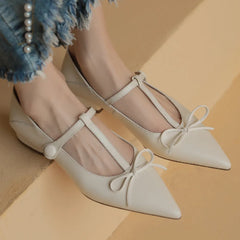 genuine leather pointed toe t-strap ballet flats single shoes soft comfortable casual sprinng ballerians sale