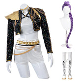 Rumi Cosplay Costume Wig Shoes Black Coat Singing Suit Song-Promotion Costume Halloween Party Role Playing Outfit