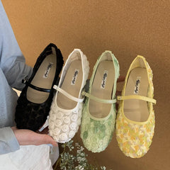 Flats Round Toe Shallow Slip On Casual Ballet Fur Shoes Soft Leather Eelgant Mujer