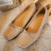 genuine leather square toe slip-on ballet flats sweet bowtie pleated retro soft comfortable espadrilles shoes hot