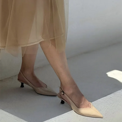 Shoes Slip On Black Pointed Toe Slingbacks Pumps Wedding Shoes Low Heels Dress