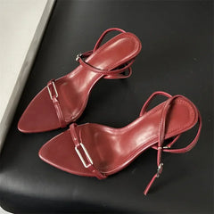 Ankle Buckle Strap Sandals Pointed Toe Thin High Heels Casual Hollow Out Shoes Zapatillas De Mujer