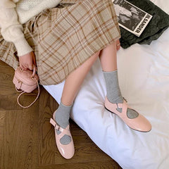 Ballet Shoes Flats Shoes Cross Large Size Genuine Leather Mary Jane Shoes