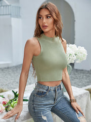 ZAVIER KNIT CROP TOP - SAGE