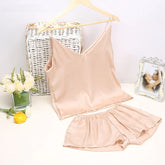 Satin Sleeveless Sling and Shorts Sleepwear