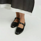 Brand Mary Jane Genuine Leather Flats Shoes Woman Buckles Flat Comfort Casual Loafer Shoes Soft Leather Flats