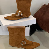 White Sandals Woman Thong Low Heels Ankle Boots Shoes Punk Black Sandals Brown Flip Flops Sandales Femmes 2025