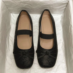 Ballerina Shoes Comfort Non-slip Loafers Leather Flats Elegant Bowknot Mary Janes Shoes
