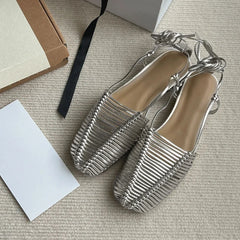 Vintage Woven Hollow Strap Sandals Beautiful Roman Sandals Flat Toe Comfortable Woven Sandals Holiday Party Shoes