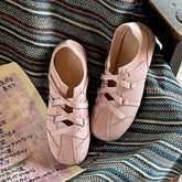 Mary Jane Cross Strap Flats Shoes Elegant Round Toe Comfort Soft Sole Ballerinas Shoes