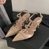 Pointed Toe Pumps Heels Shoes Ankle Buckle Footwear T-Strap Thin High Heels Shoes