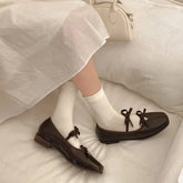 Elegant Bow Decoration Square Toe Shallow Mouth Single Shoes
